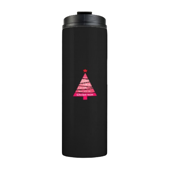 Minimalist Pink Christmas Pine Wish Thermal Tumblers