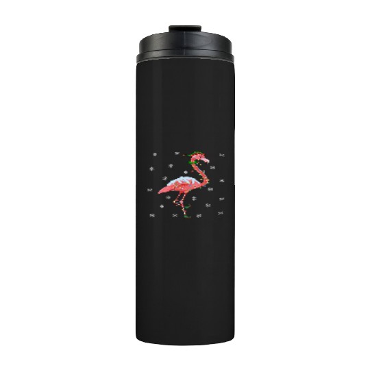 Flamingo Lover Xmas Gift Santa Hat Elf Flamingo Thermal Tumblers