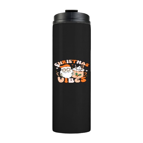 Retro Groovy Christmas Vibes Cute Santa Claus Xmas Thermal Tumblers