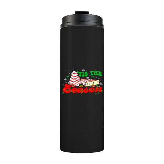 Tis' The Season Christmas Tree Cakes Debbie Groovy Thermal Tumblers