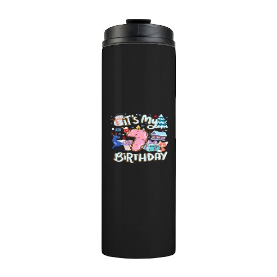 It's My 7 Birthday Snowman Holiday Donut Winter Thermal Tumblers