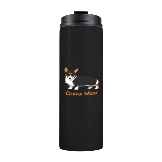 Black Tricolor Cute Pembroke Corgi Mom Dog Lover Thermal Tumblers