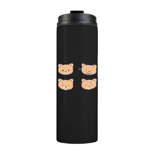 Funny Pomeranian Dog Cartoon Faces Thermal Tumblers