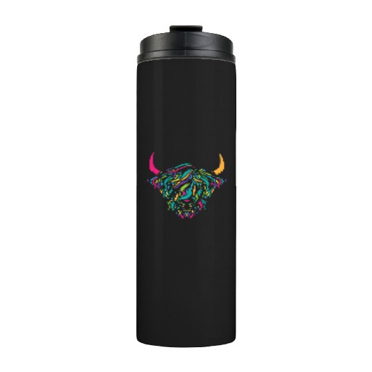 Funny Cow highland cow animal colorful Thermal Tumblers