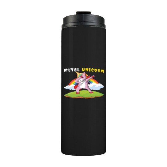 Dabbing Unicorn Rainbow Metal Music Heavy Rock Thermal Tumblers