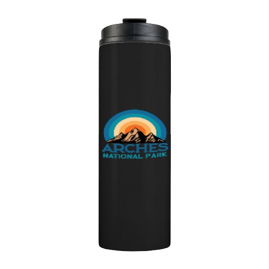 Cool Vintage Retro Arches National Park Mountain Thermal Tumblers