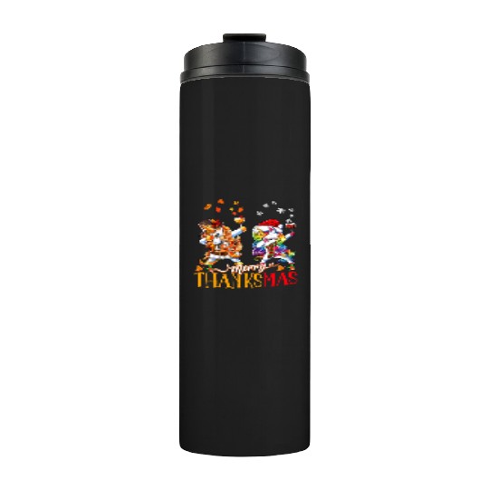 Merry Thanksmas funny unicorn Thanksgiving xmas Thermal Tumblers
