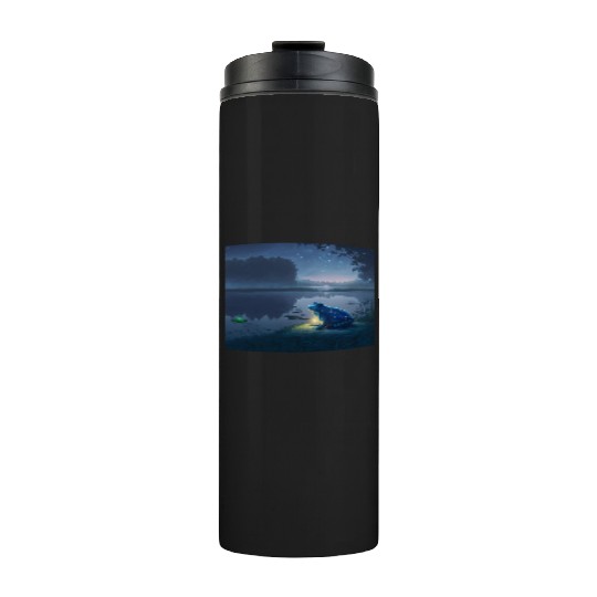 Blue Frog and Firefly on a pond at Night Thermal Tumblers