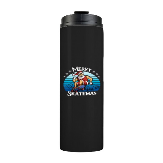 Merry Skatemas Skater Skateboard Riding Santa Thermal Tumblers