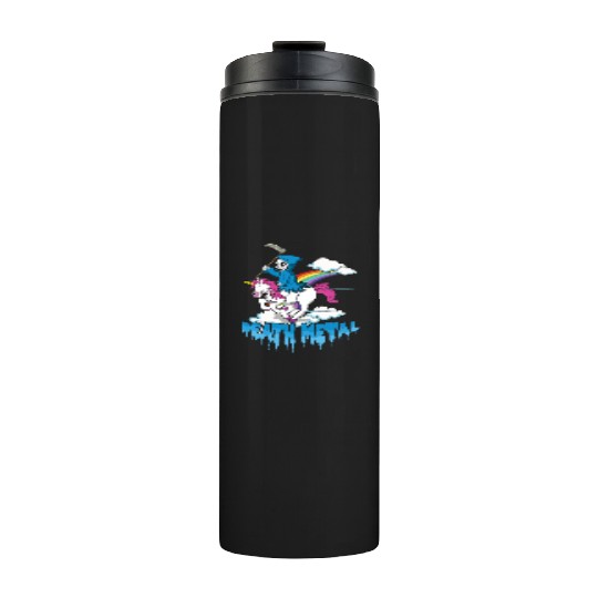 Grim Unicorn Rainbow Metal Music Lover Guitarist Thermal Tumblers
