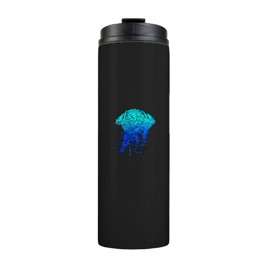 Cool Ocean Blue Tribal Jellyfish Thermal Tumblers