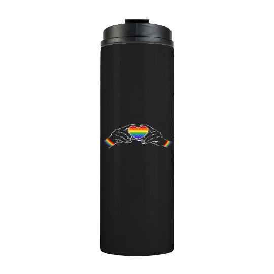 Cool LGBTQ rainbow heart saying Thermal Tumblers