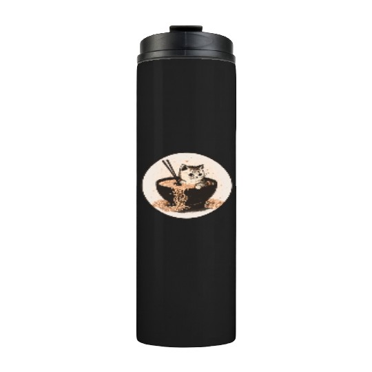 Cat Cat Ramen Noodles Cute Kitten Noodle Soup Thermal Tumblers