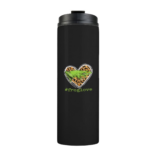 Frogs Lover Green Frog Leopard Heart Print Girls W Thermal Tumblers