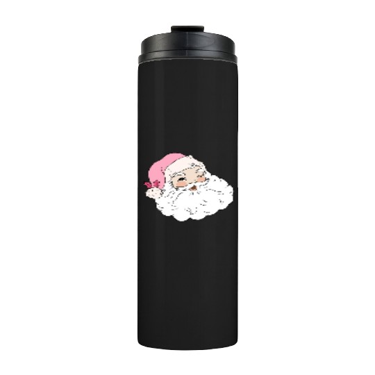 Retro Vintage Pink Santa Claus Thermal Tumblers