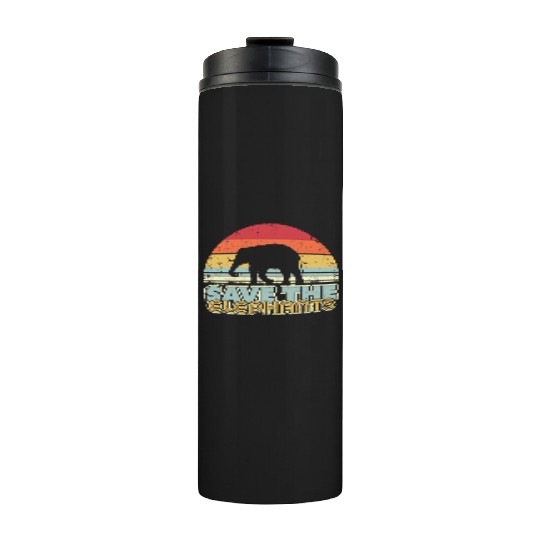 Save The Elephants Retro Elephant Thermal Tumblers