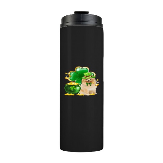 Pomeranian Dog Shamrock St Patricks Day Thermal Tumblers