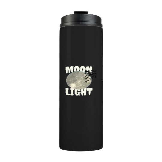 Dark Green Illustrated Moon Light Bat Thermal Tumblers