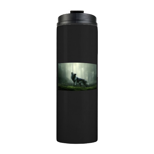 Howling wolf at midnight Thermal Tumblers