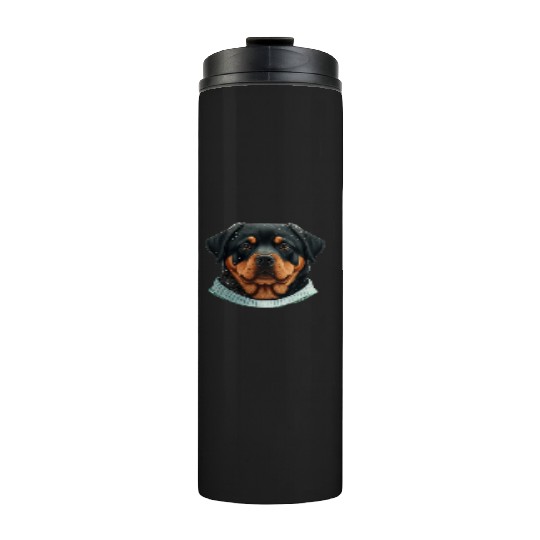 Festive Rottweiler in a Christmas Sweater Thermal Tumblers