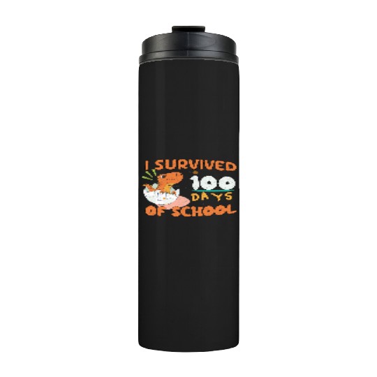 I Survived 100 Days Of School, Funny gift For Kids Thermal Tumblers