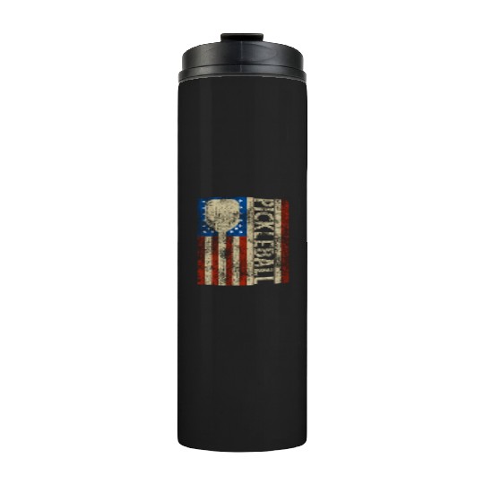 Pickleball American Flag Great Vintage Pickleball Thermal Tumblers