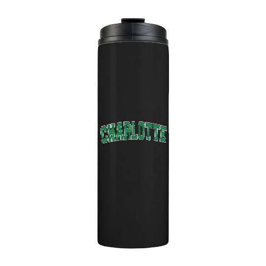 Charlotte Varsity Style Green Text Thermal Tumblers