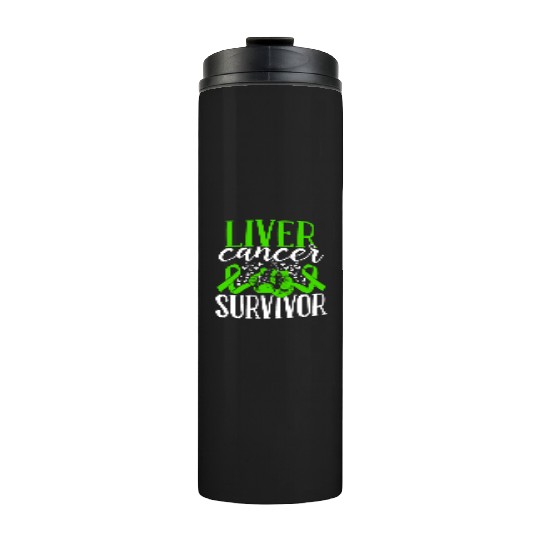 Liver Cancer Awareness Ribbon Gloves Survivor Thermal Tumblers