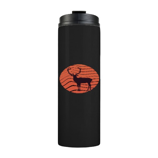 Vintage retro sunset sunrise nature deer funny Thermal Tumblers