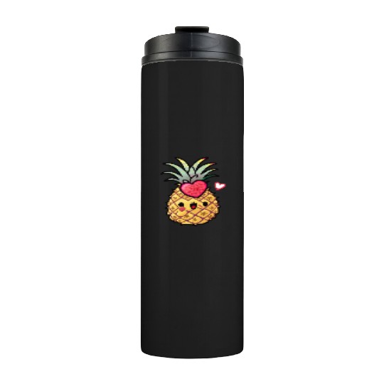 Cute Pineapple, Happy Pineapple Drawing, Thermal Tumblers