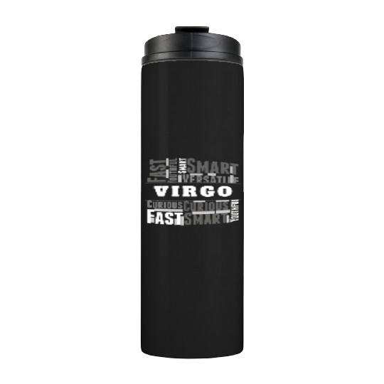 Virgo Zodiac Star Sign Word Cloud Square Monochrom Thermal Tumblers
