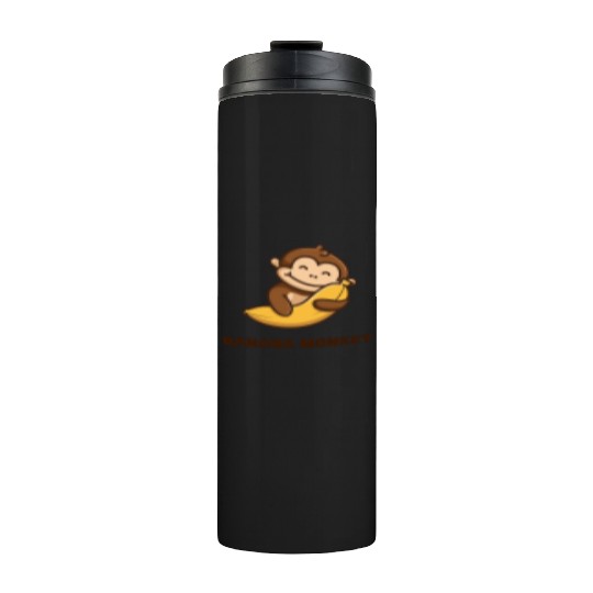 Brown illustrated Monkey and Banana Thermal Tumblers