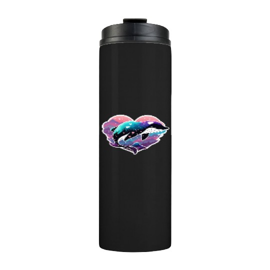 Orca Is My Valentine, Love Hearts Orca Valentines Thermal Tumblers