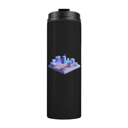Miniature City - 3D Isometric Vaporwave Thermal Tumblers