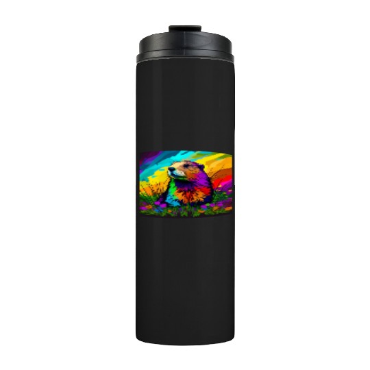 multicolor groundhog.groundhog day ,groundhog gift Thermal Tumblers