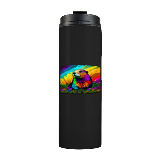 multicolor groundhog.groundhog day ,groundhog gift Thermal Tumblers