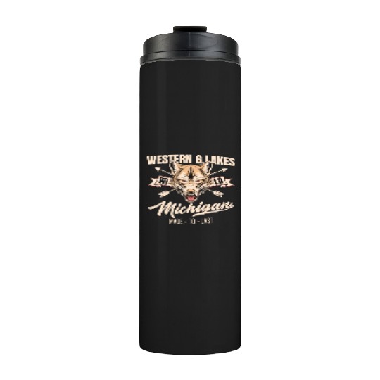 Western great lakes Michigan home of the wolf Thermal Tumblers