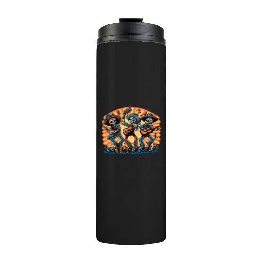Mexican Folk Dance Fans Dancing Sugar Skull Thermal Tumblers