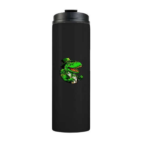 St Patricks Day T-rex Dinosaur With Top Hat Thermal Tumblers