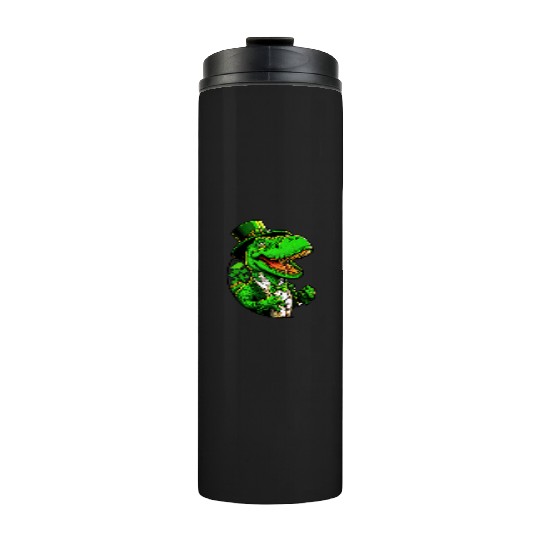 St Patricks Day T-rex Dinosaur With Top Hat Thermal Tumblers
