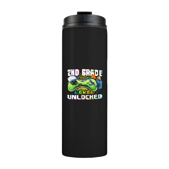 2nd Grade Level Unlocked Video Game Back to School Thermal Tumblers