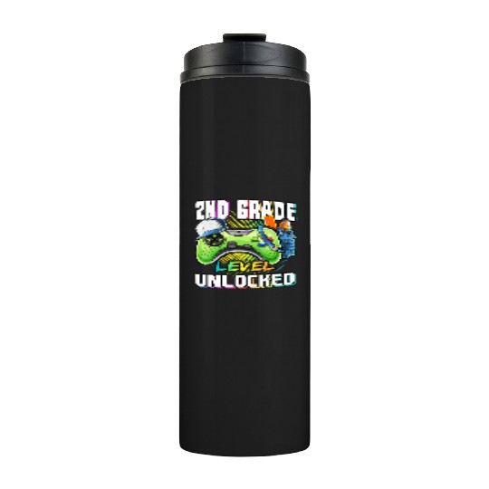 2nd Grade Level Unlocked Video Game Back to School Thermal Tumblers