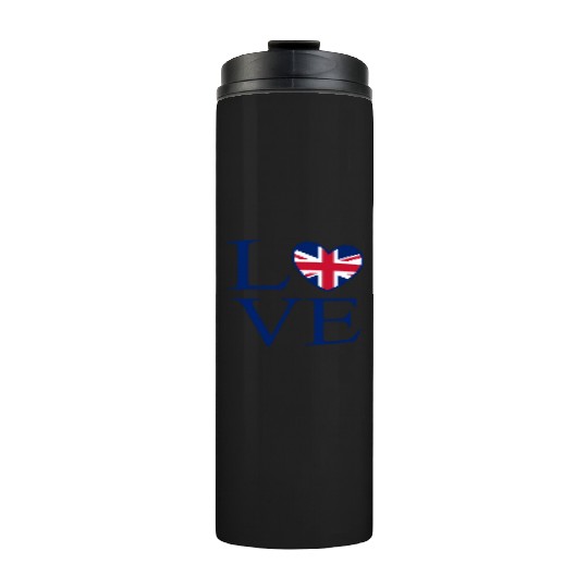 United Kingdom Flag Love Heart Thermal Tumblers