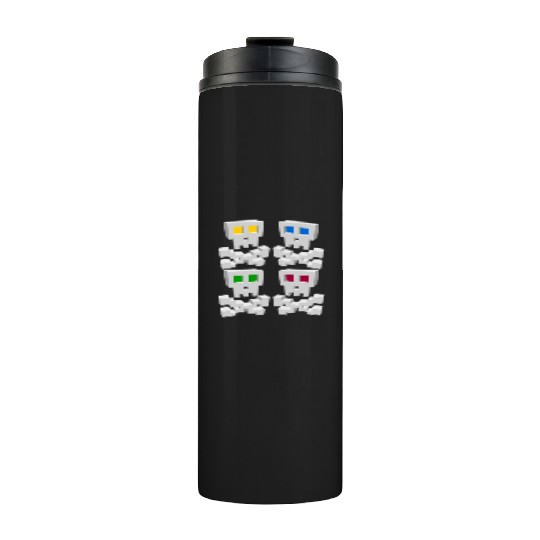 8-bit Pixel Pop Art Style Pirate Flag Skulls Thermal Tumblers