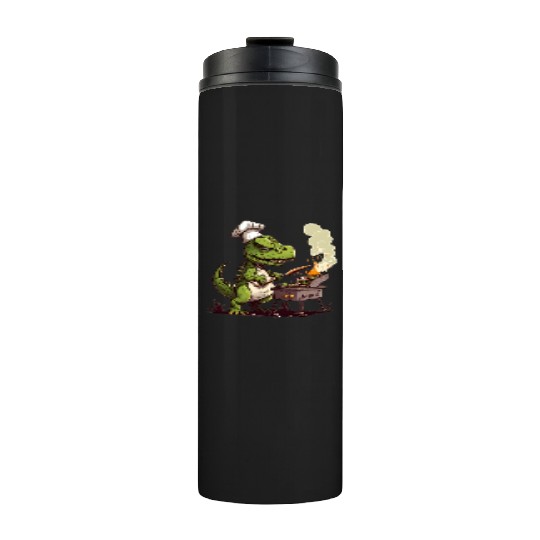 Baby Dinosaur Using A Charcoal Grill Cooking Meat Thermal Tumblers