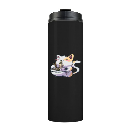 Ramen Cat Kawaii Anime Japanese Kawaii Neko Thermal Tumblers
