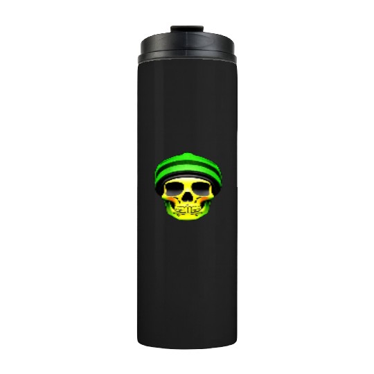 "Green Beanie Skull" Thermal Tumblers