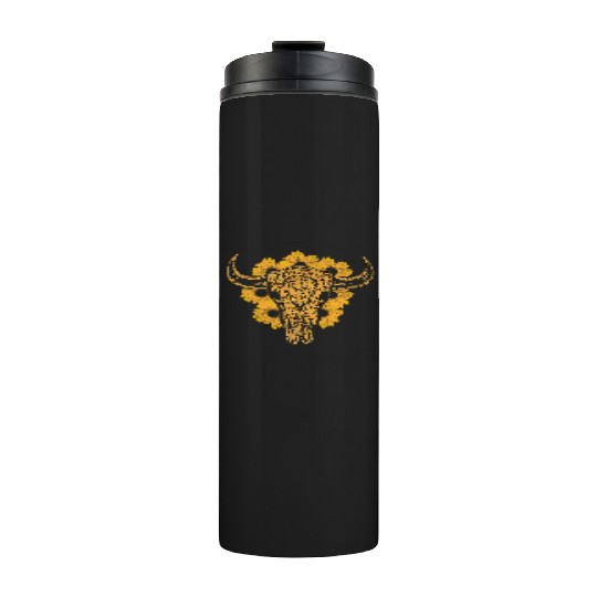 Bull Skull Sunflower Thermal Tumblers