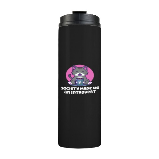Handcrafted by Society Introvert Sayings Antisocia Thermal Tumblers
