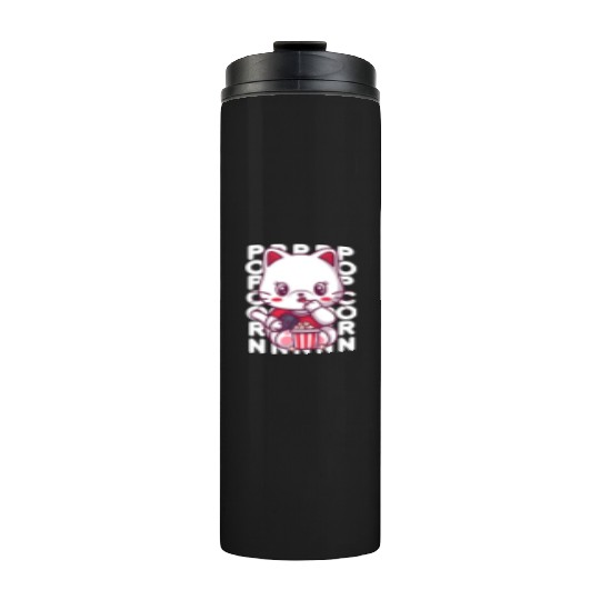Cat Eating Popcorn Thermal Tumblers